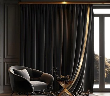 Black polyester curtains Dubai