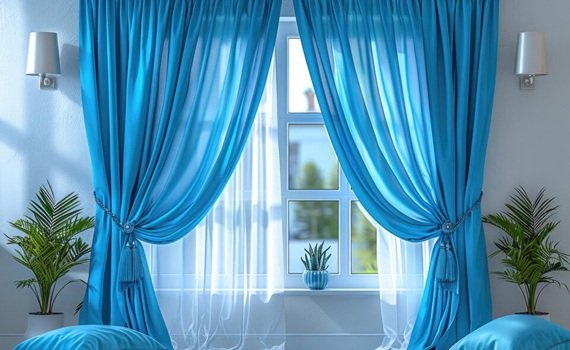 Cotton blue curtains Dubai