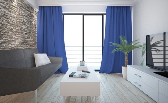 Easy-to-clean blue curtains Dubai