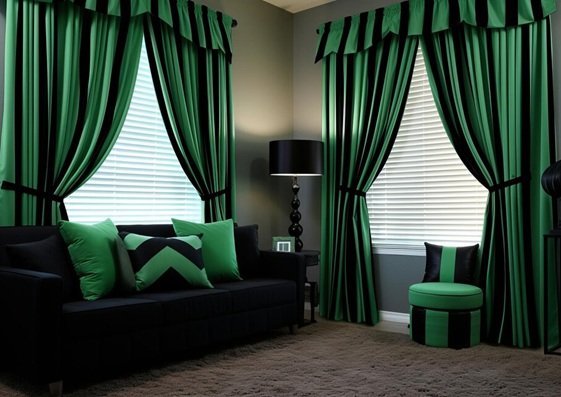 Green silk curtains Dubai