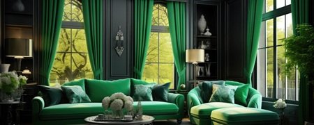 Luxury green curtains Dubai