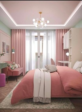 Pink Curtain in Bedroom