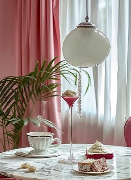Pink Curtain in kitchen